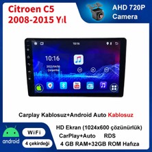 Conio Citroen C5 2008-2015 Yıl 4GB Ram 64GB Rom Hafıza Android Kablosuz Carplay Navigasyon Multimedya 10 Inç Ekran Hediye görüş kamerası Hediye Çerçevesi