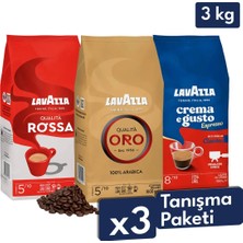 Lavazza Qualita Oro 1kg + Qualita Rossa 1kg + Crema E Gusto 1kg 3'lü Çekirdek Kahve Seti 3 kg