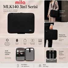 Mila 3in1 Serisi MLK140 13,14 inch Uyumlu Tablet, Laptop El ve Omuz Çantası - Siyah