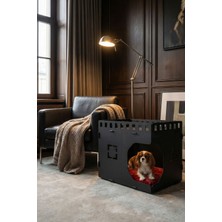 Empressco Siyah Ahşap Köpek Kulübesi, Şık ve Dekoratif Küp Model