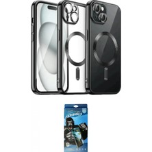 Marsilyan™- iPhone 12 Pro Max Kılıf Nova Işık Özel Seri - Siyah 34D Izgaralı Cam