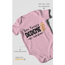 Morivo Kids Beni Yavaşça Dedeme Ver Bakalım Kısa Kollu Bebek Body %100 Pamuk