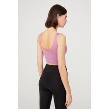 Los Ojos Lavanta Hafif Destekli Sırt Detaylı Kaplı Crop Top Spor Büstiyer