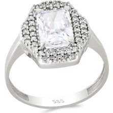 T51 Tuğrul Altın Altın Baget Taşlı Tektaş Yüzük T062593