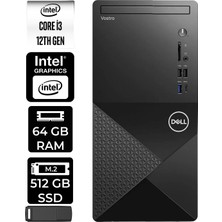 Dell Vostro 3030MT Core I3 12100 64GB Ram 512GB SSD Freedos N6001VDT3030MTP313 Masaüstü Bilgisayar + Per4 USB Bellek