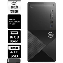 Dell Vostro 3030MT Core I3 12100 Rx 550 4gb 16GB Ram 4tb SSD Freedos N6001VDT3030MTP364 Masaüstü Bilgisayar + Per4 USB Bellek