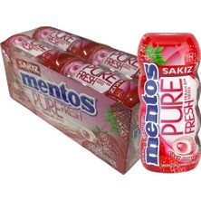 Mentos Pure Fresh Çilek Aromalı Şekersiz Tatlandırıcılı Draje Sakız 30 GR X 12 Adet