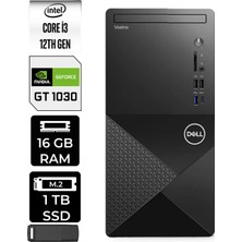 Dell Vostro 3030MT Core I3 12100 Gt 1030 4gb 16GB Ram 1tb SSD WIN11 Home N6001VDT3030MTP442 Masaüstü Bilgisayar + Per4 USB Bellek