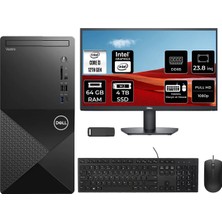Dell Vostro 3030MT Core I3 12100 64GB Ram 4tb SSD 23.8" Fhd Freedos N6001VDT3030MTP616 Masaüstü Bilgisayar + Per4 USB Bellek