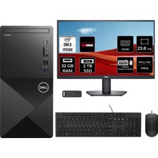 Dell Vostro 3030MT Core I3 12100 Rx 550 4gb 32GB Ram 2tb SSD 23.8" Fhd Freedos N6001VDT3030MTP667 Masaüstü Bilgisayar + Per4 USB Bellek