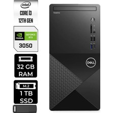 Dell Vostro 3030MT Core I3 12100 Rtx 3050 6gb 32GB Ram 1tb SSD WIN11 Home N6001VDT3030MTP506 Masaüstü Bilgisayar + Per4 USB Bellek
