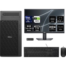 Dell Pro Max T2 Core Ultra 7 265 Rtx 5070 12GB 64GB Ram 2tb SSD 23.8" Fhd Freedos FCT2250416P609 Masaüstü Iş Istasyonu + Per4 USB Bellek
