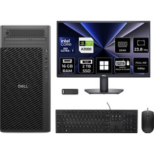 Dell Pro Max T2 Core Ultra 7 265 Rtx 2000 Ada 16GB 16GB Ram 4tb SSD 23.8" Fhd WIN11 Home FCT22506P640 Masaüstü Iş Istasyonu + Per4 USB Bellek