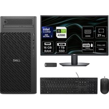 Dell Pro Max T2 Core Ultra 7 265 Rtx 2000 Ada 16GB 16GB Ram 1tb SSD 27" Fhd Freedos FCT22506P734 Masaüstü Iş Istasyonu + Per4 USB Bellek