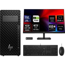 Hp Z2 G1I Core Ultra 7 265K Rtx 2000 Ada 16GB 48GB Ram 4tb SSD + 4tb SSD 23.8" Fhd Freedos A2KR1ESPN605 Masaüstü Iş Istasyonu + Per4 USB Bellek