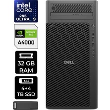 Dell Pro Max T2 Core Ultra 9 285 Rtx 4000 Ada 20GB 32GB Ram 4tb SSD + 4tb SSD Freedos FCT225012P311 Masaüstü Iş Istasyonu + Per4 USB Bellek