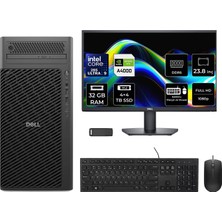 Dell Pro Max T2 Core Ultra 9 285 Rtx 4000 Ada 20GB 32GB Ram 4tb SSD + 4tb SSD 23.8" Fhd Freedos FCT225012P599 Masaüstü Iş Istasyonu + Per4 USB Bellek