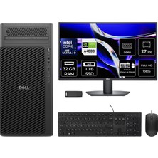 Dell Pro Max T2 Core Ultra 9 285 Rtx 4000 Ada 20GB 32GB Ram 1tb SSD 27" Fhd Freedos FCT225012P740 Masaüstü Iş Istasyonu + Per4 USB Bellek