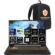 Asus Tuf Gaming F16 Intel Core 5 210H Rtx 3050 6gb 65W 128GB Ram 4tb + 4tb SSD 16" Wuxga (1920X1200) 144Hz IPS WIN11 Pro FX607VJBRL037P480 Gaming Laptop + Per4 Çanta