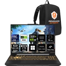 Asus Tuf Gaming F16 Intel Core 5 210H Rtx 3050 6gb 65W 80GB Ram 2tb SSD 16" Wuxga (1920X1200) 144Hz IPS WIN11 Pro FX607VJBRL037P466 Gaming Laptop + Per4 Çanta