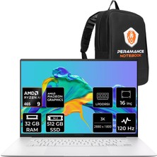 Asus Zenbook S16 Ryzen Aı 9 465 32GB Ram 512GB SSD 16" 3k (2880X1800) OLED 120Hz Freedos UM5606GASS308WP302 Notebook + Per4 Çanta