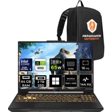 Asus Tuf Gaming F16 Intel Core 5 210H Rtx 3050 6gb 65W 64GB Ram 2tb SSD 16" Wuxga (1920X1200) 144Hz IPS WIN11 Home FX607VJBRL037P400 Gaming Laptop + Per4 Çanta