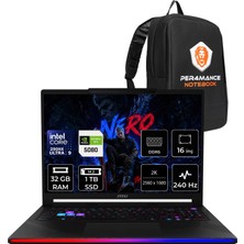 MSI Msı Raider 16 Max Hx Ultra 9 290HX Plus Rtx 5080 16GB 175W 32GB Ram 1tb SSD 16″ Qhd+ (2560 x 1600) OLED 240Hz Freedos B2WI092TRP321 Gaming Laptop + Per4 Çanta