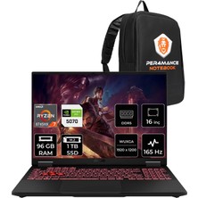 Asus Tuf Gaming A16 Amd Ryzen 7 8745HX Rtx 5070  8gb 115W 96GB Ram 1tb SSD 16" Wuxga (1920X1200) IPS 165Hz Freedos FA608PPRV15P351 Gaming Laptop + Per4 Çanta