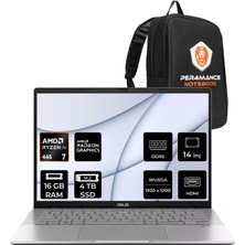 Asus Vivobook S14 Ryzen Aı 7 445  16GB Ram 4tb SSD 14" Wuxga (1920X1200) OLED 60Hz Freedos M3407GASF013WP311 Notebook + Per4 Çanta