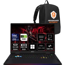MSI Msı Raider 18 Max Hx Ultra 9 290HX Plus Rtx 5080 16GB 175W 32GB Ram 256GB SSD 18″ Uhd+ (3840×2400) Miniled 120Hz WIN11 Home A2WI1040TRP379 Gaming Laptop + Per4 Çanta