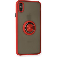 Bezos iPhone x Kılıf Montreal Yüzüklü Silikon Kapak - Kırmızı