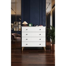 Asra Trend Lüks 4 Çekmeceli Şifonyer Komodin %100 MDF Çok Amaçlı Düzenleyici ŞF02