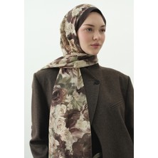 Fresh Scarfs Rose Breeze Desenli Pamuk Viskon Şal Tozlu Kahve