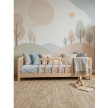 Kukka KFB610 Doğal Ahşap Montessori Çocuk Karyolası – 80X160 cm Yer Yatağı, Kenar Korumalı, Masif Çam