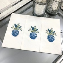 Cicekli Bleu Blanc Sunum Peçetesi 16'lı