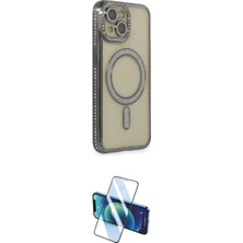 Marsilyan™- iPhone 14 Kılıf Zirve Doku Prime - Siyah 3D Antistatik Cam Ekran Koruyucu