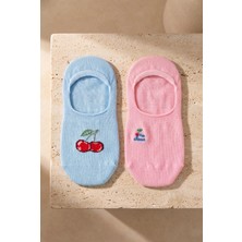 Bony Socks Kadın 2'li Kirazlı Görünmez Babet Çorap
