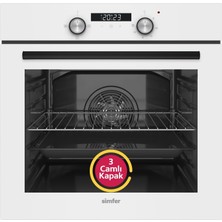 Simfer 8204 0+3 Fonksiyon Dijital Power Turbo Beyaz, Cam Ankastre Fırın