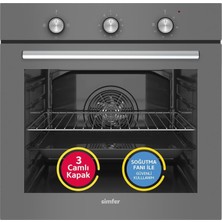Simfer 8224 0+3 Fonksiyon Mekanik Gri, Power Turbo Cam Ankastre Fırın