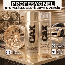 CAXCOLORS Cax Colors Profesyonel Oto Yenileme Seti - Metalik Krem Sprey Boya (400 Ml) + Oto Vernik Spreyi (400 Ml) - Hızlı Kuruyan Jant ve Kaporta Boyası