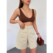 Nido Moda Kadın Yüksek Bel Geniş Paça Kumaş Şort