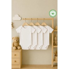 4'lü Bebeqon %100 Pamuk Kısa Kollu Bebek Zıbın Seti Organik Pamuk Basic Unisex Body Takımı