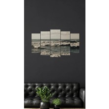 Deniz Kenarı,dalgalar,simetrik Mdf Tablo,5li