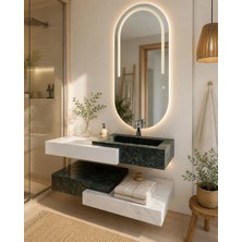 Akay Dizayn Porselen Banyo Lavabosu - Beyazyeşil L07