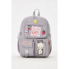 Roxbros Lisanslı Kore Tarzı Kawaii Aksesuarlı Kız Çocuk Ilkokul Çantası + Ayıcıklı Okul Çantası