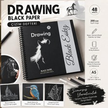 Dream Art Galery Profesyonel Siyah Kağıt Çizim Defteri | Spiral Eskiz & Marker Sketchbook