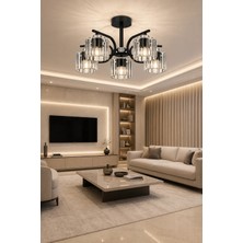 Esslight Nehir 5’li Avize Kristal Taşlı Modern Salon Mutfak Yemek Odası Aydınlatma