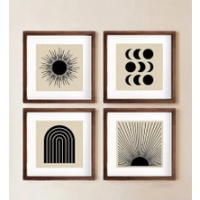 Wooden Factory Geometrik Sanat Güneş ve Ay Evreleri Ahşap Tablo Seti Modern Tasarım