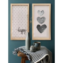 Wooden Factory Üçlü Kalp ve Benekli Happy Ahşap Çerçeve Set