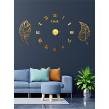 Wooden Factory 2li̇ Gold Yaprak ve Roma Saat Pano (Altin)